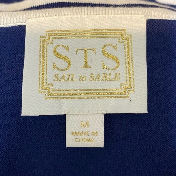 SAIL TO SABLE Nautical Stripe Navy White Sweater Dress Size M - Picture 11 of 11